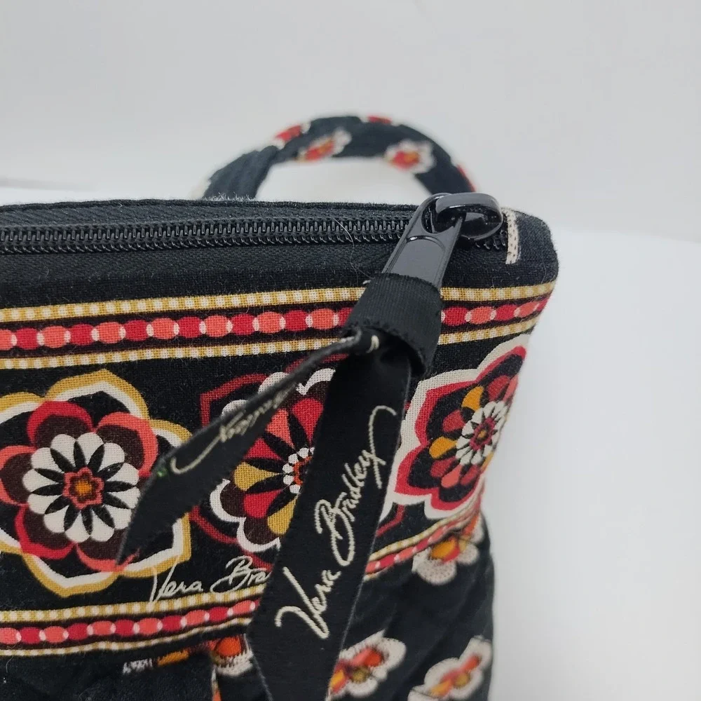 Vera Bradley Retired Pirouette Little Betsy Black Floral Shoulder Bag Purse Tote